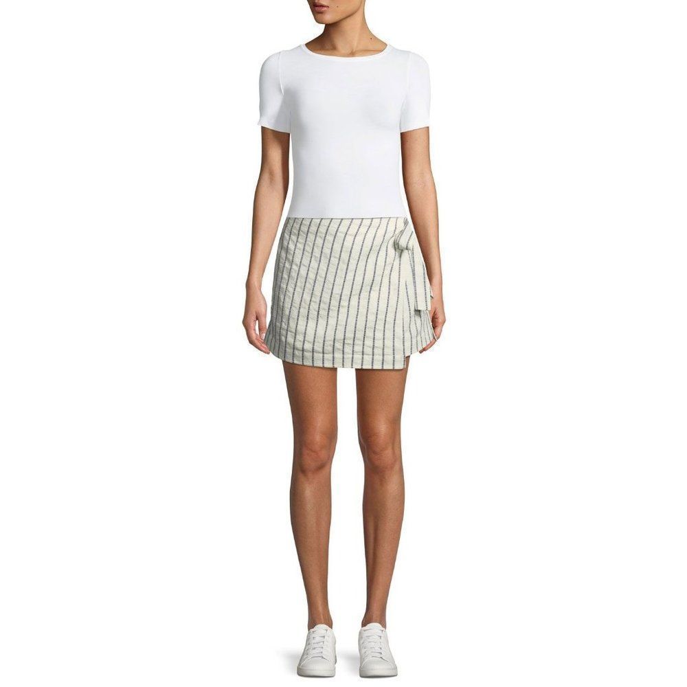 THEORY Womens Wrap-Tie Skirt in Split Stripes Mini Size 6